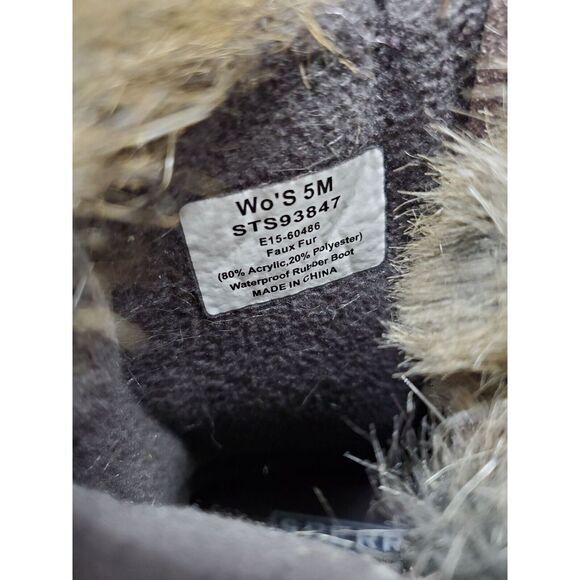 Sperry Top Sider Duck Boots Womens 5 Gray Black Suede Faux Fur Waterproof Rubber - Picture 12 of 12